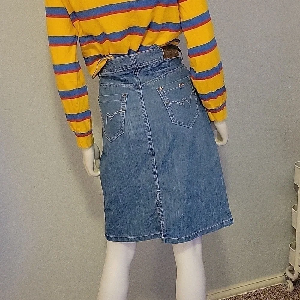 VTG MISS NATALIE 1990s Grunge Light Blue Denim Skirt